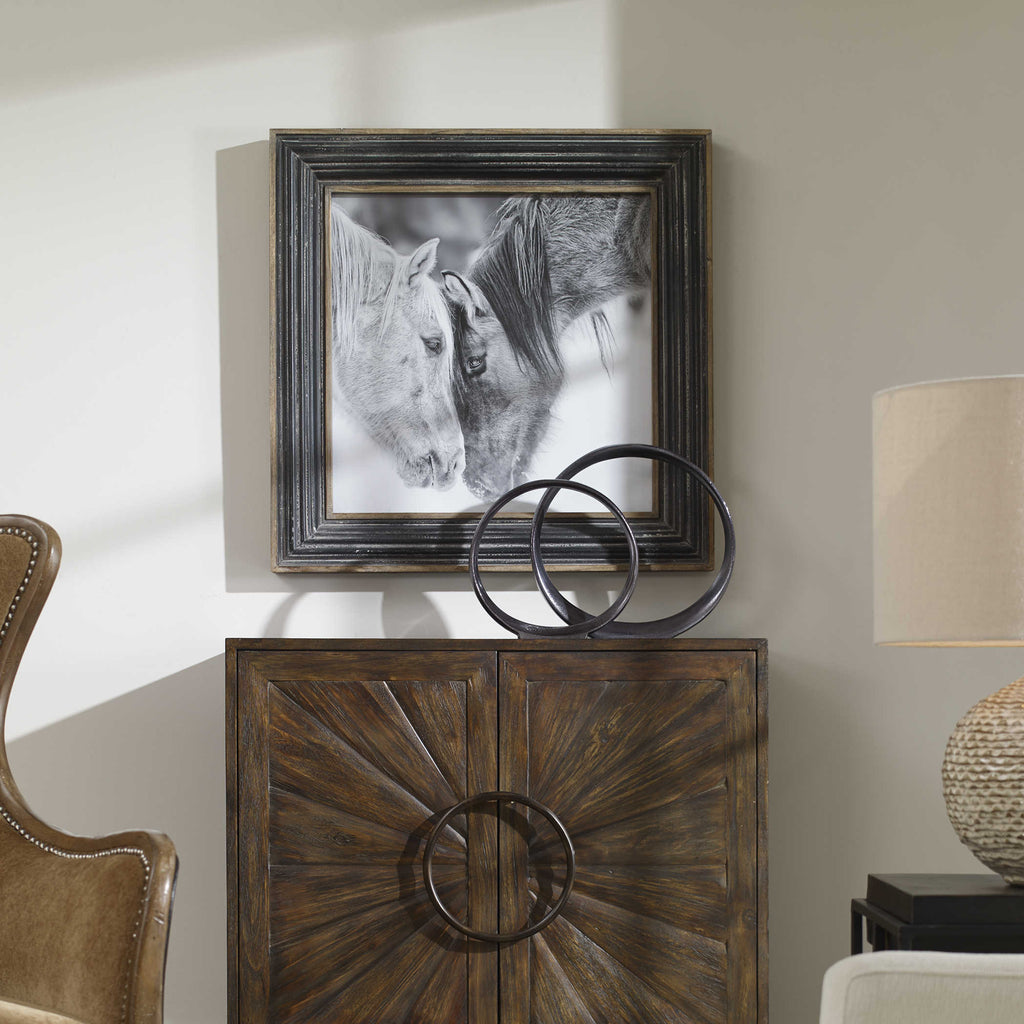 Custom Black And White Horses Print - Bombay Mercantile