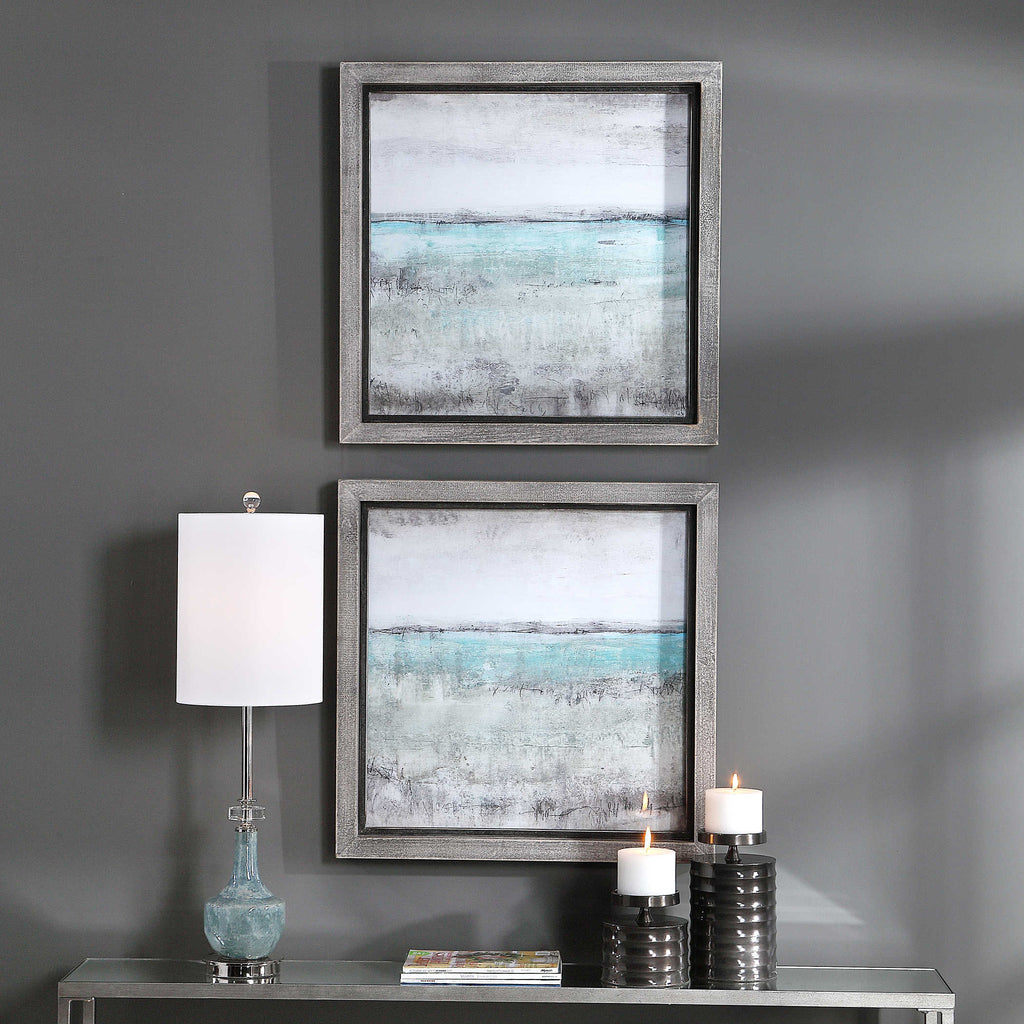 Aqua Horizon Framed Prints, Set of 2 - Bombay Mercantile