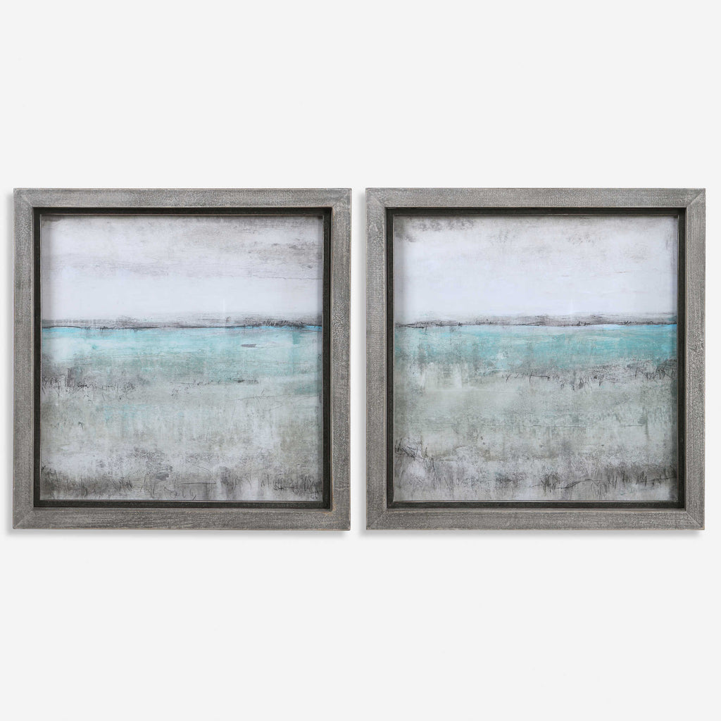 Aqua Horizon Framed Prints, Set of 2 - Bombay Mercantile