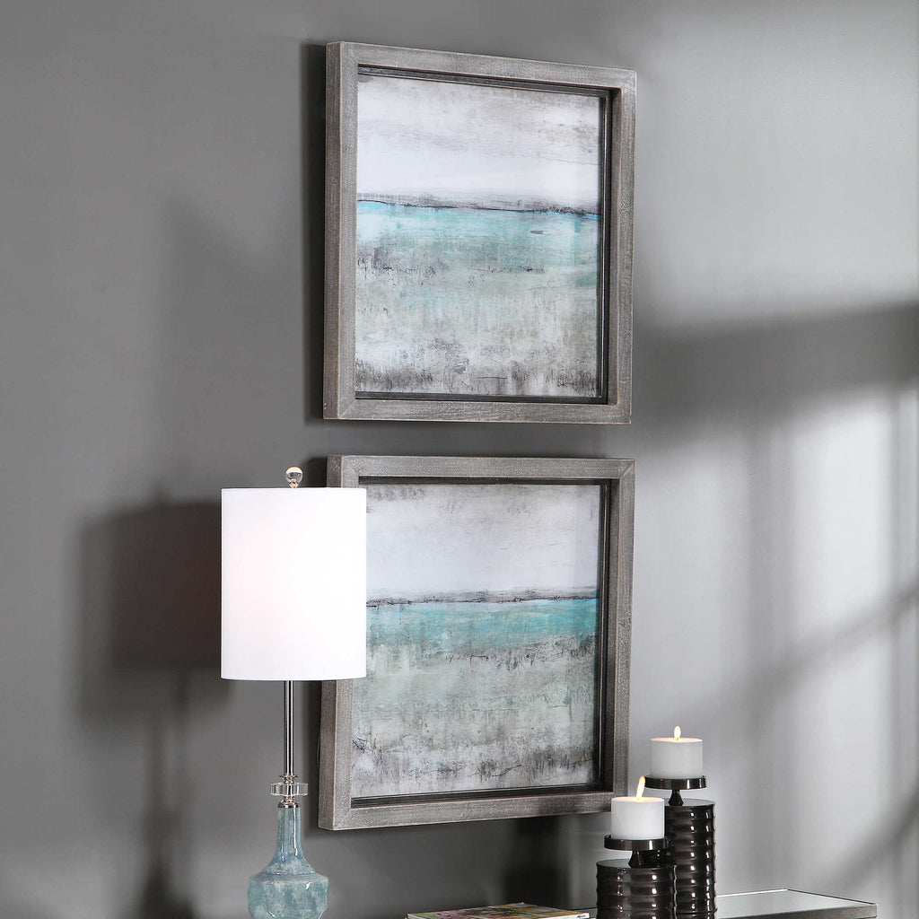 Aqua Horizon Framed Prints, Set of 2 - Bombay Mercantile
