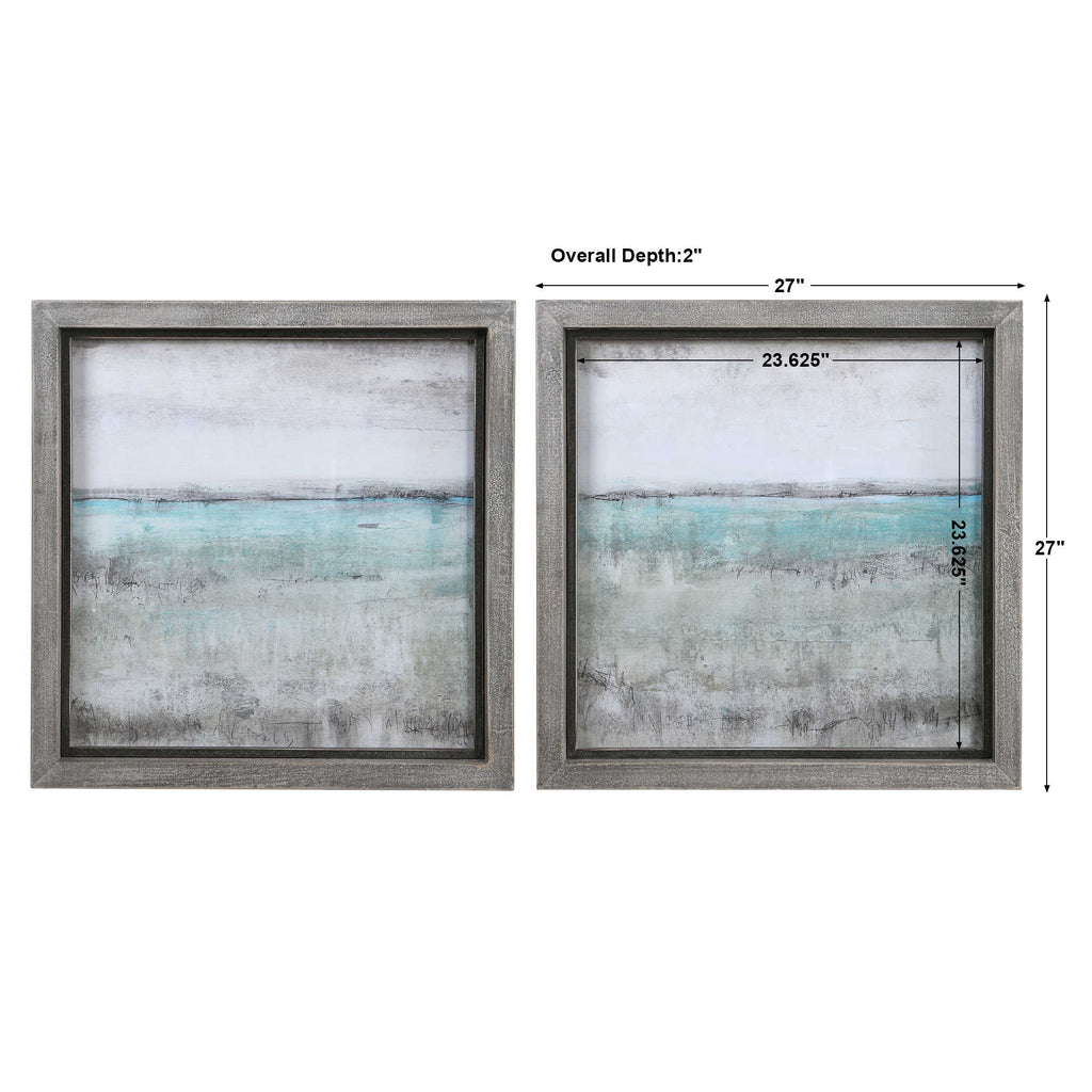Aqua Horizon Framed Prints, Set of 2 - Bombay Mercantile