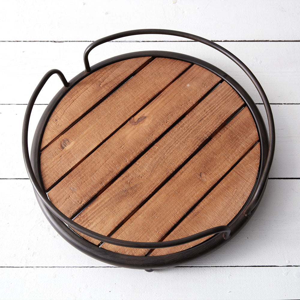 Round Wood Plank Serving Tray - Bombay Mercantile