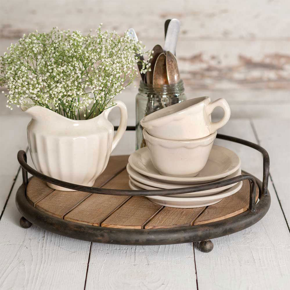 Round Wood Plank Serving Tray - Bombay Mercantile