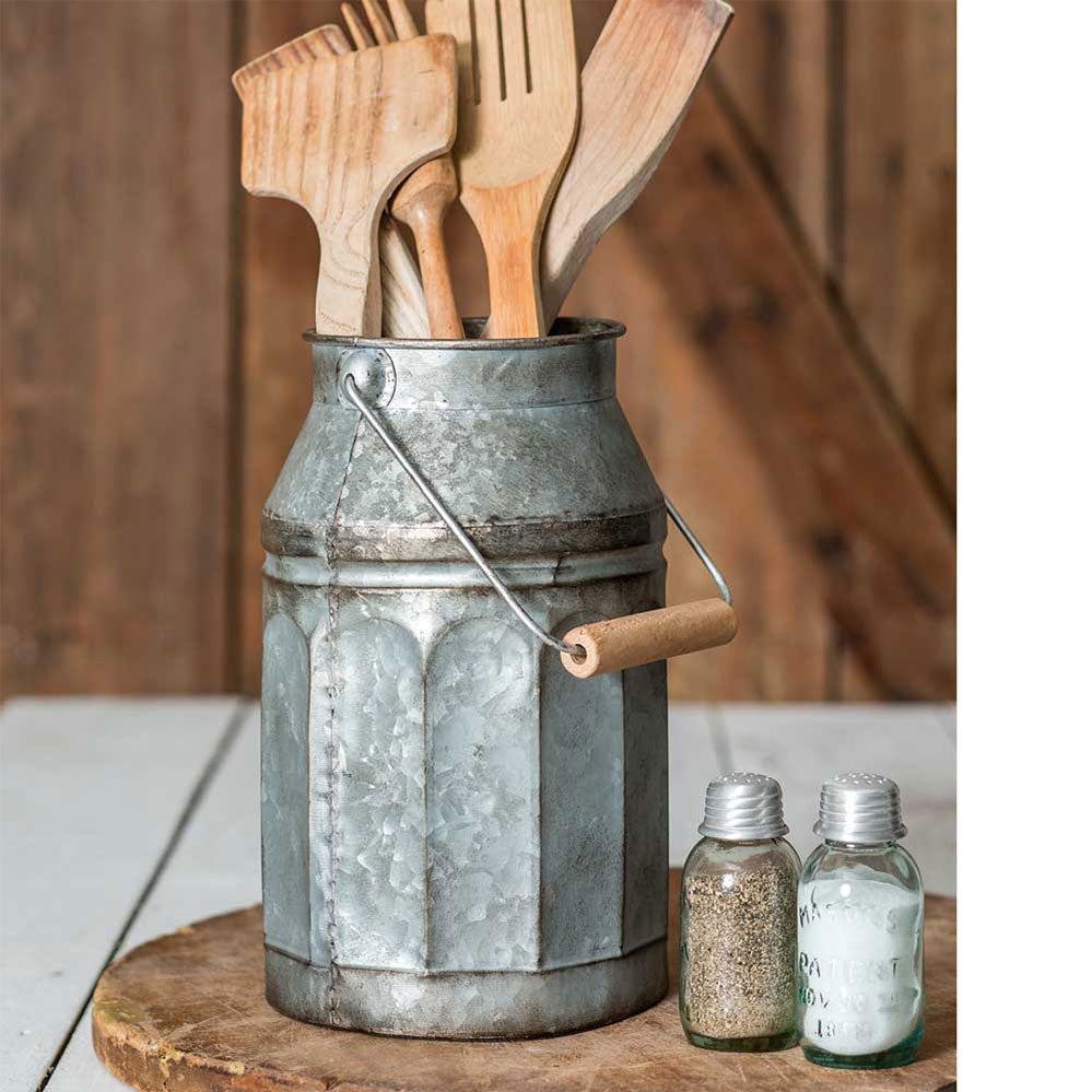 Galvanized Milk Can with Handle - Bombay Mercantile