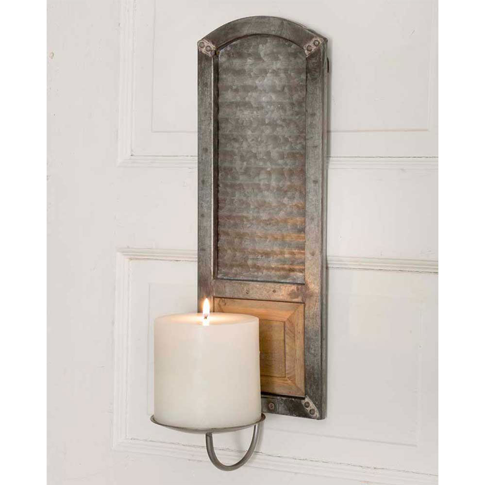 Metal Washboard Pillar Candle Sconce - Bombay Mercantile
