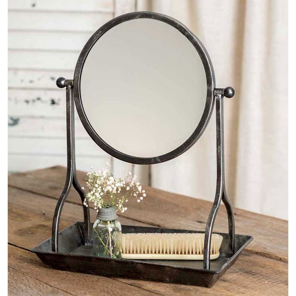 Vanity Tray with Round Mirror - Bombay Mercantile