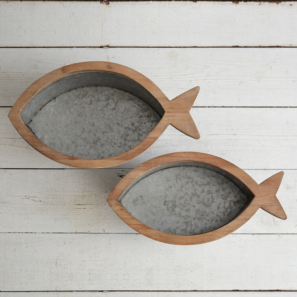 Set of Two Southport Galvanized Fish Bins - Bombay Mercantile