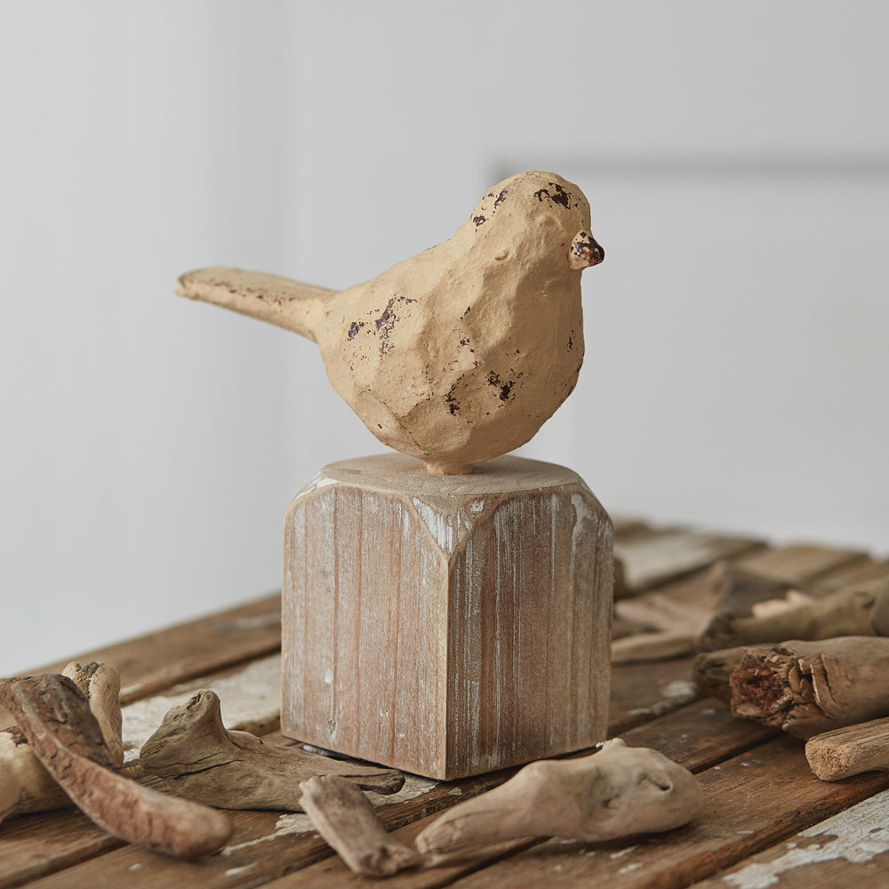 Cast Iron Bird with Wood Base - Bombay Mercantile