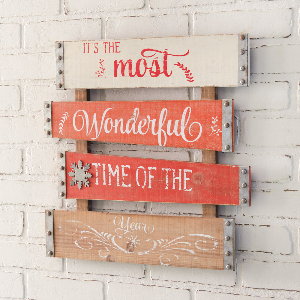Most Wonderful Time Of The Year Planked Sign - Bombay Mercantile