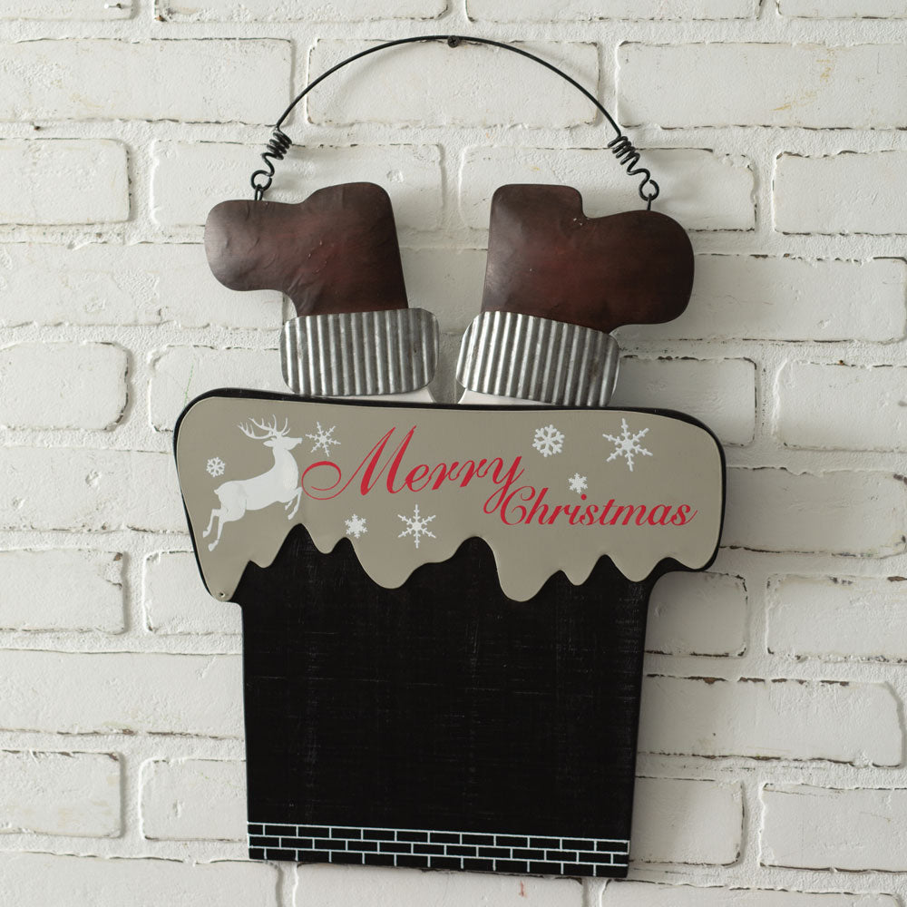 Santa In The Chimney Hanging Sign - Bombay Mercantile