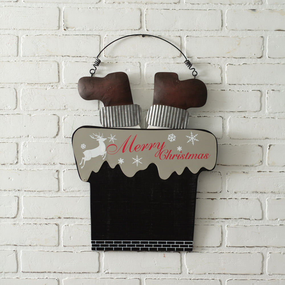 Santa In The Chimney Hanging Sign - Bombay Mercantile