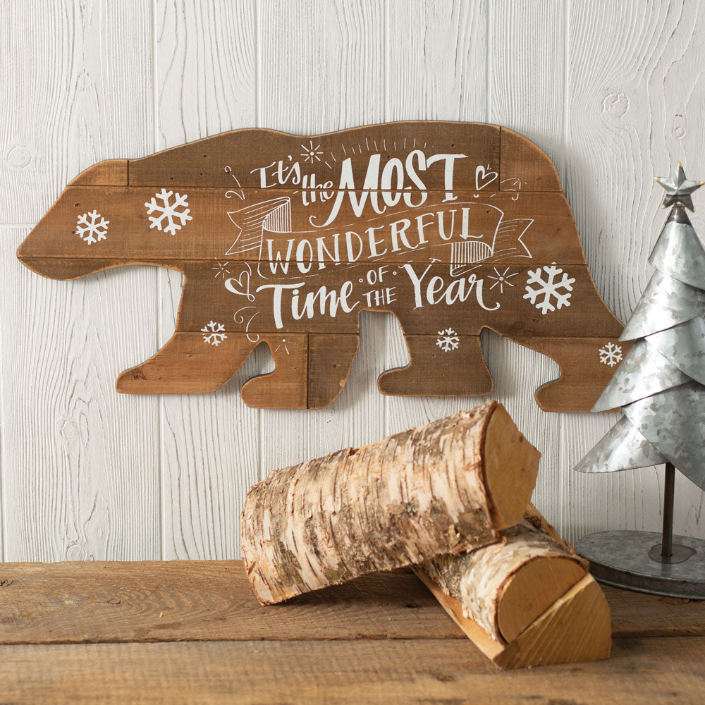 Wonderful Time Of The Year Bear Sign - Bombay Mercantile