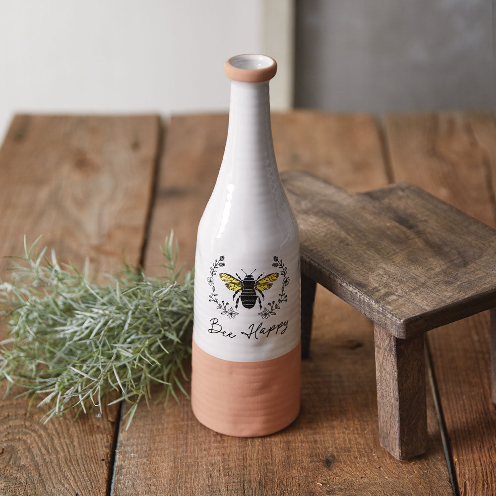 Medium Bee Happy Vase - Bombay Mercantile