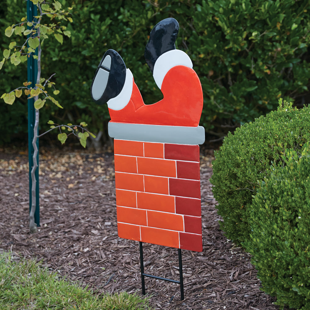 Santa In The Chimney Garden Stake - Bombay Mercantile