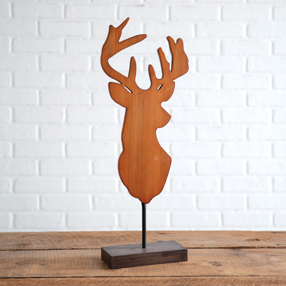 Wood Reindeer on Stand - Bombay Mercantile