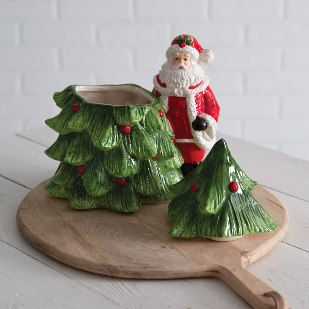 Santa and Tree Cookie Jar - Bombay Mercantile