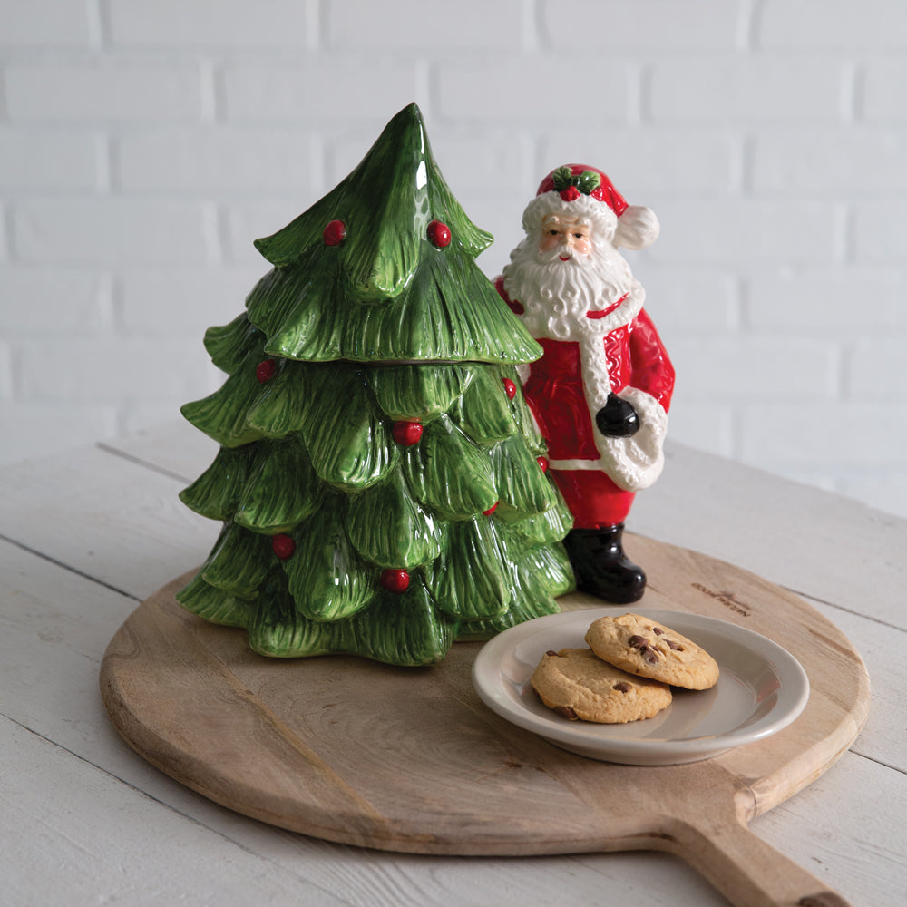 Santa and Tree Cookie Jar - Bombay Mercantile
