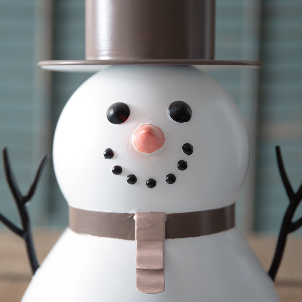 Metal Snowman with Top Hat - Bombay Mercantile