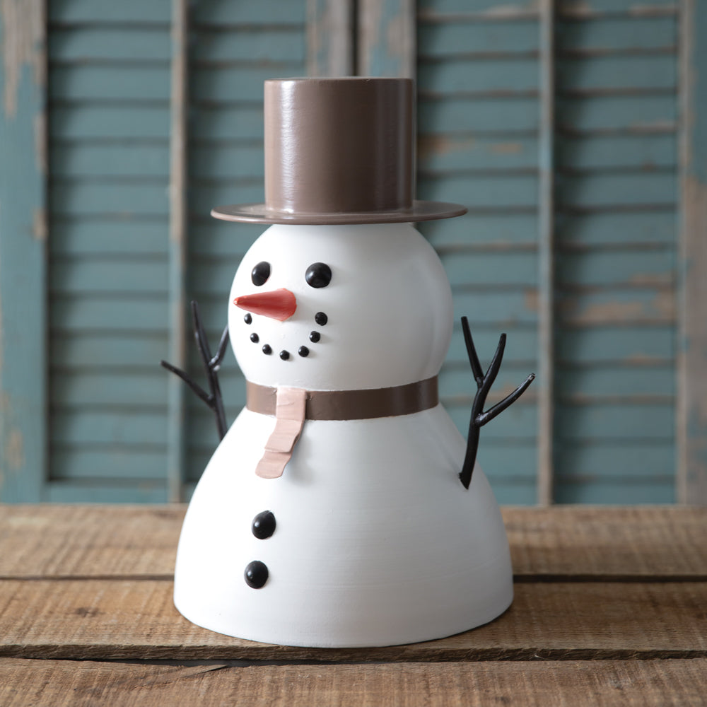 Metal Snowman with Top Hat - Bombay Mercantile