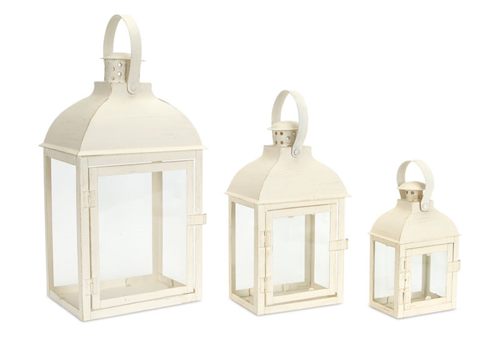 Cream colored, Set of 3 Lanterns - Bombay Mercantile