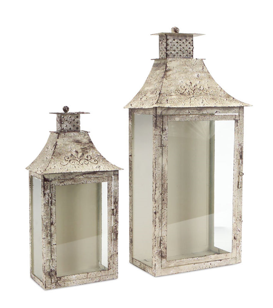 Vintage, One side covered Set of 2 Lanterns - Bombay Mercantile