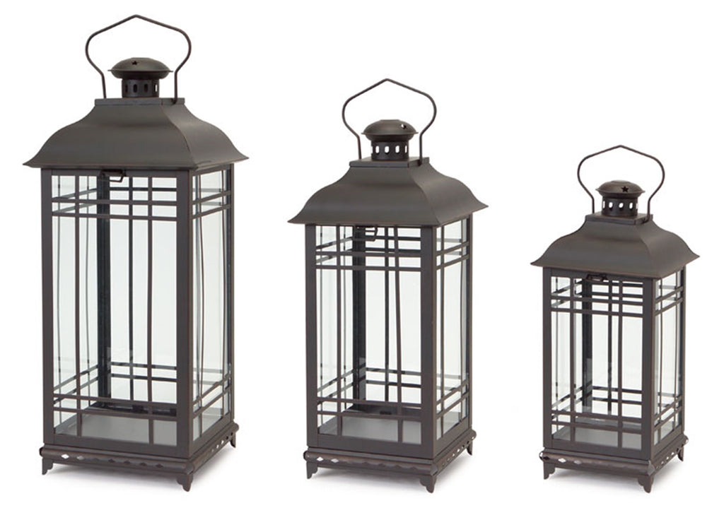 Matte Black, set of 3 Lantern - Bombay Mercantile