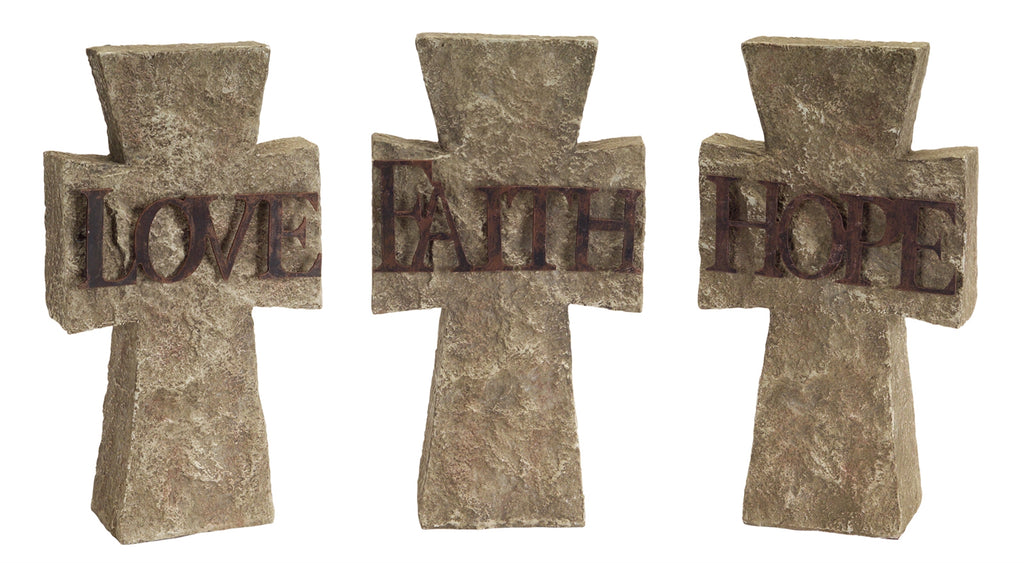 Hope, Faith, Love Cross Set of 3 - Bombay Mercantile