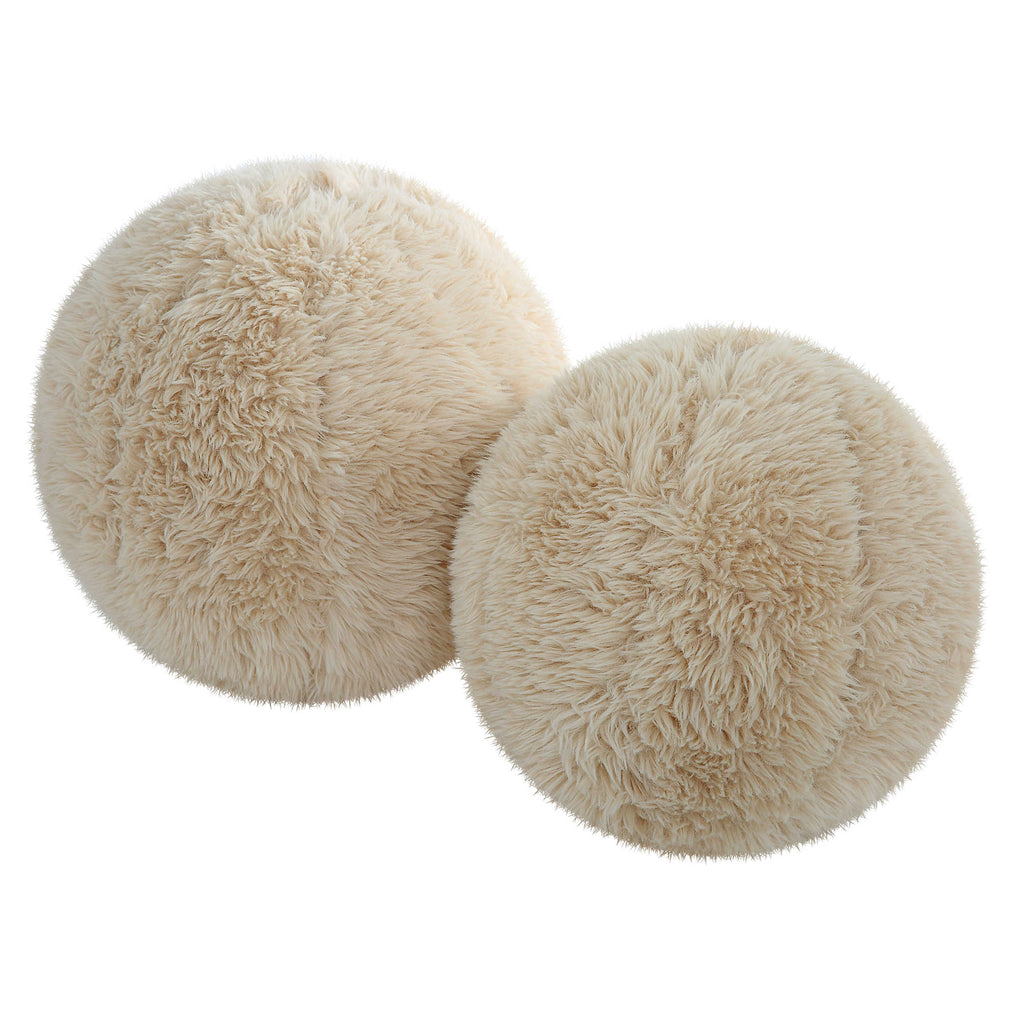 Abide Ball Sheepskin Pillows, Set of 2 - Bombay Mercantile