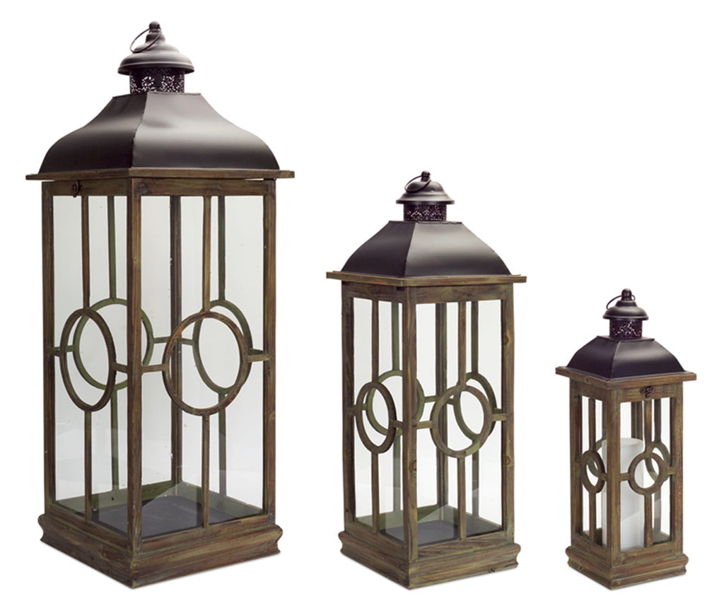 Set Of 3 Lantern Metal/ Lantern - Bombay Mercantile