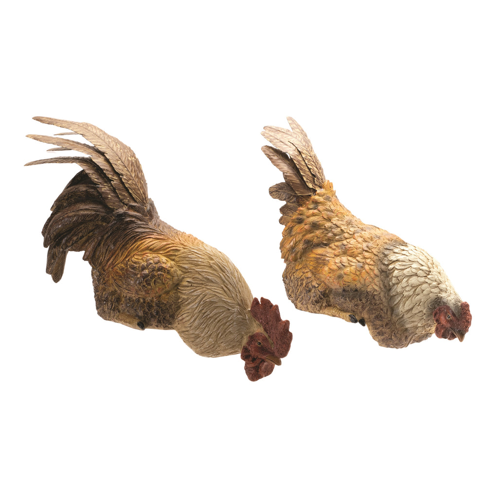 Hen/ Rooster Shelf sitter, Set of 2 - Bombay Mercantile