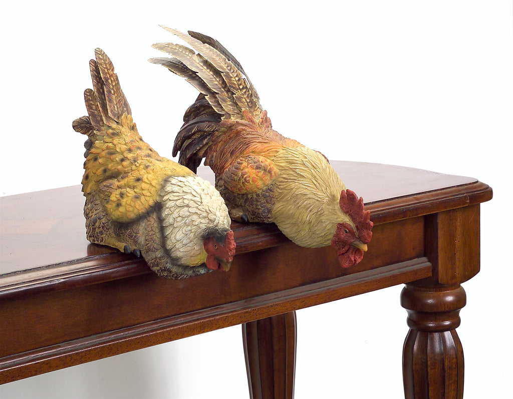 Hen/ Rooster Shelf sitter, Set of 2 - Bombay Mercantile