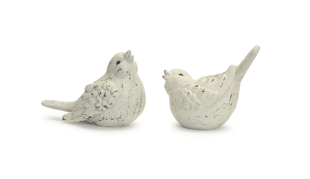 Set of 4 Distressed Cream color Birds - Bombay Mercantile
