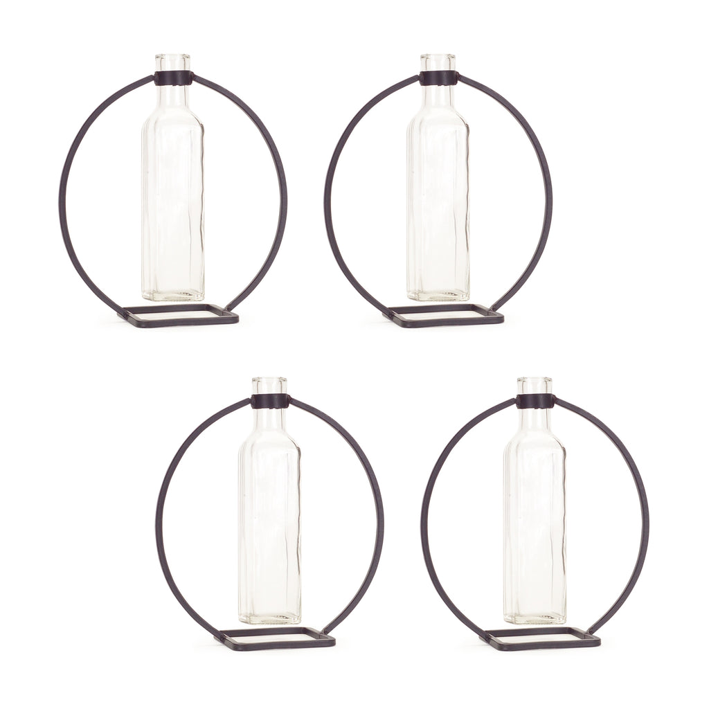 Hanging Vase in circle Stand, Set of 4 - Bombay Mercantile