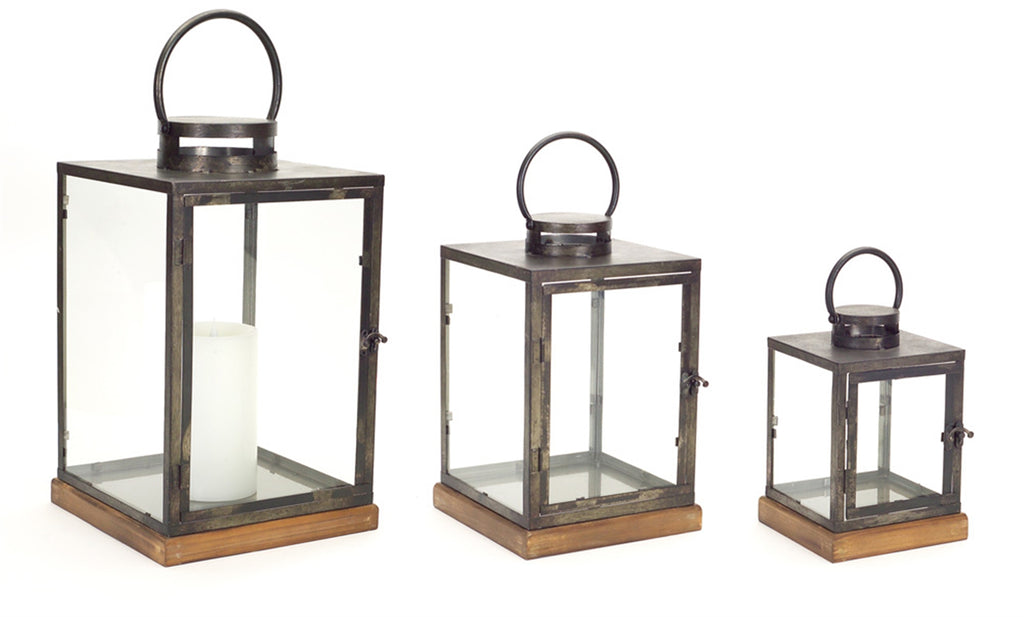 Set of 3, Bronze Lantern - Bombay Mercantile