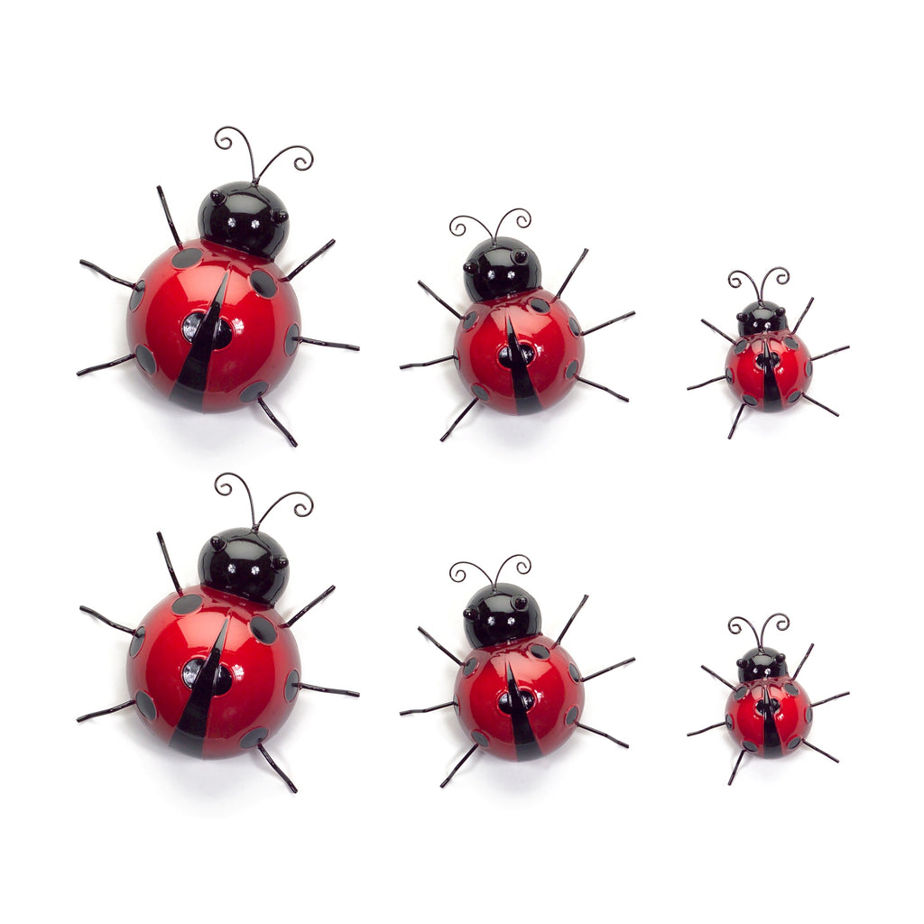Set of 6 Wall Mountable Ladybugs - Bombay Mercantile
