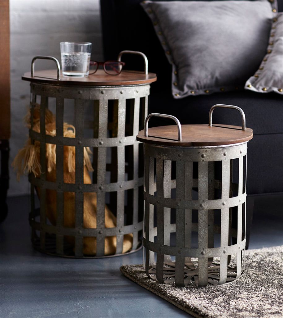 Set of 2, Side tables with handle - Bombay Mercantile