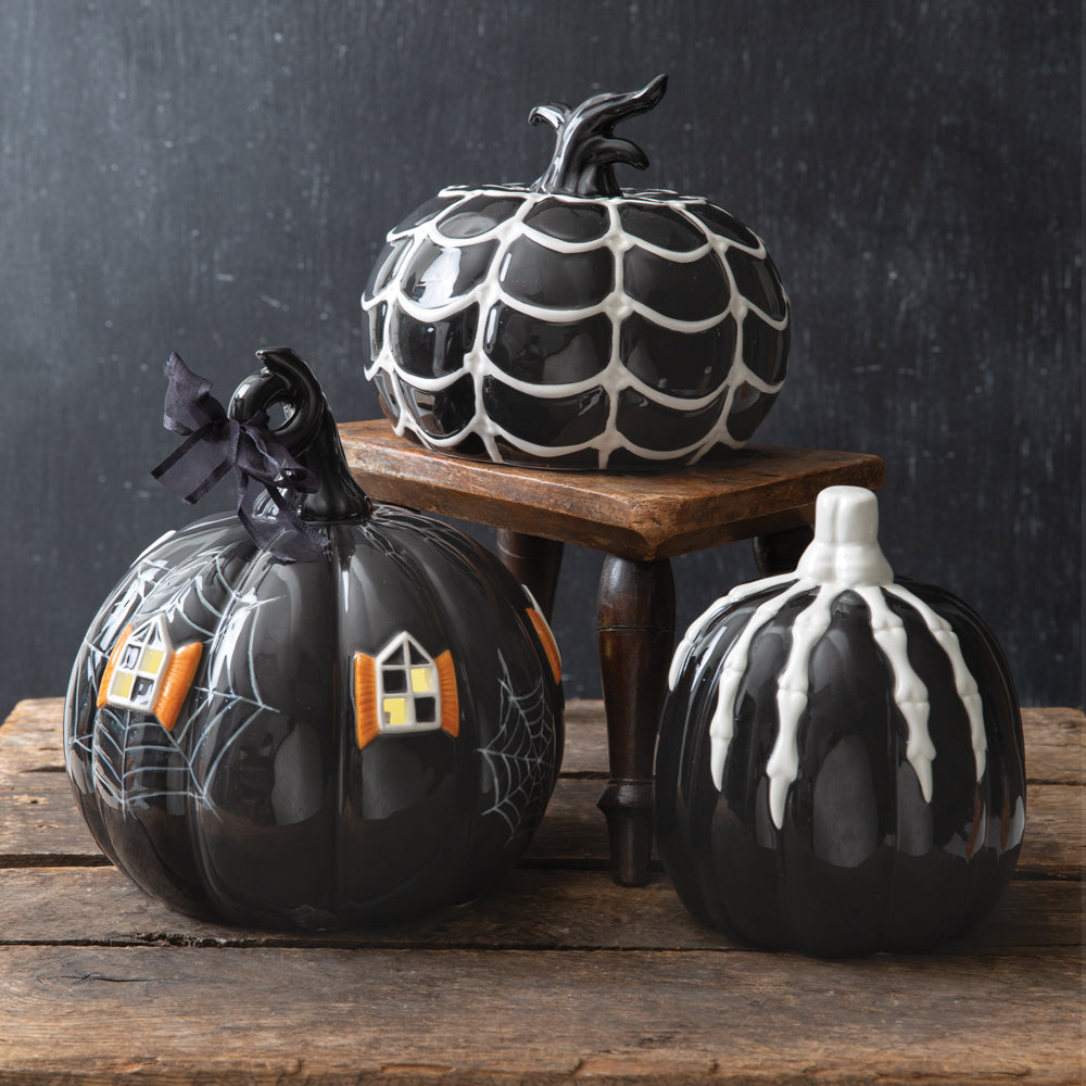 Porcelain Spiderweb Pumpkin - Bombay Mercantile