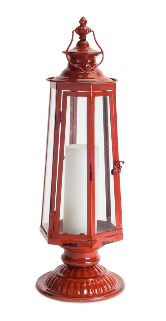 Red Pedestal Lantern - Bombay Mercantile
