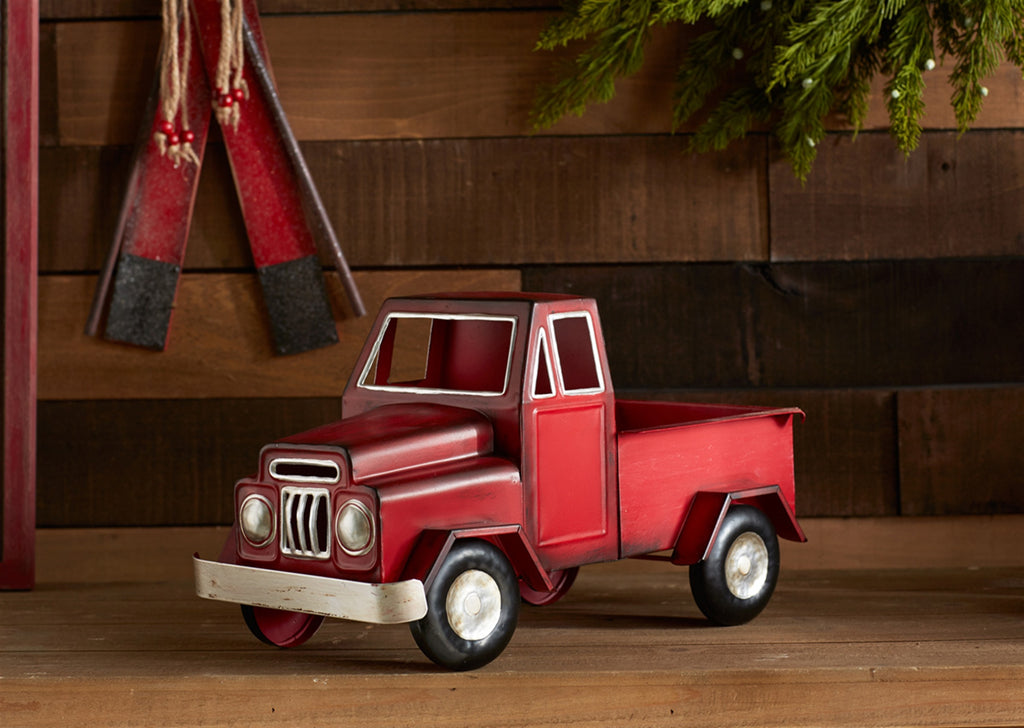Red Metal Pick up truck - Bombay Mercantile