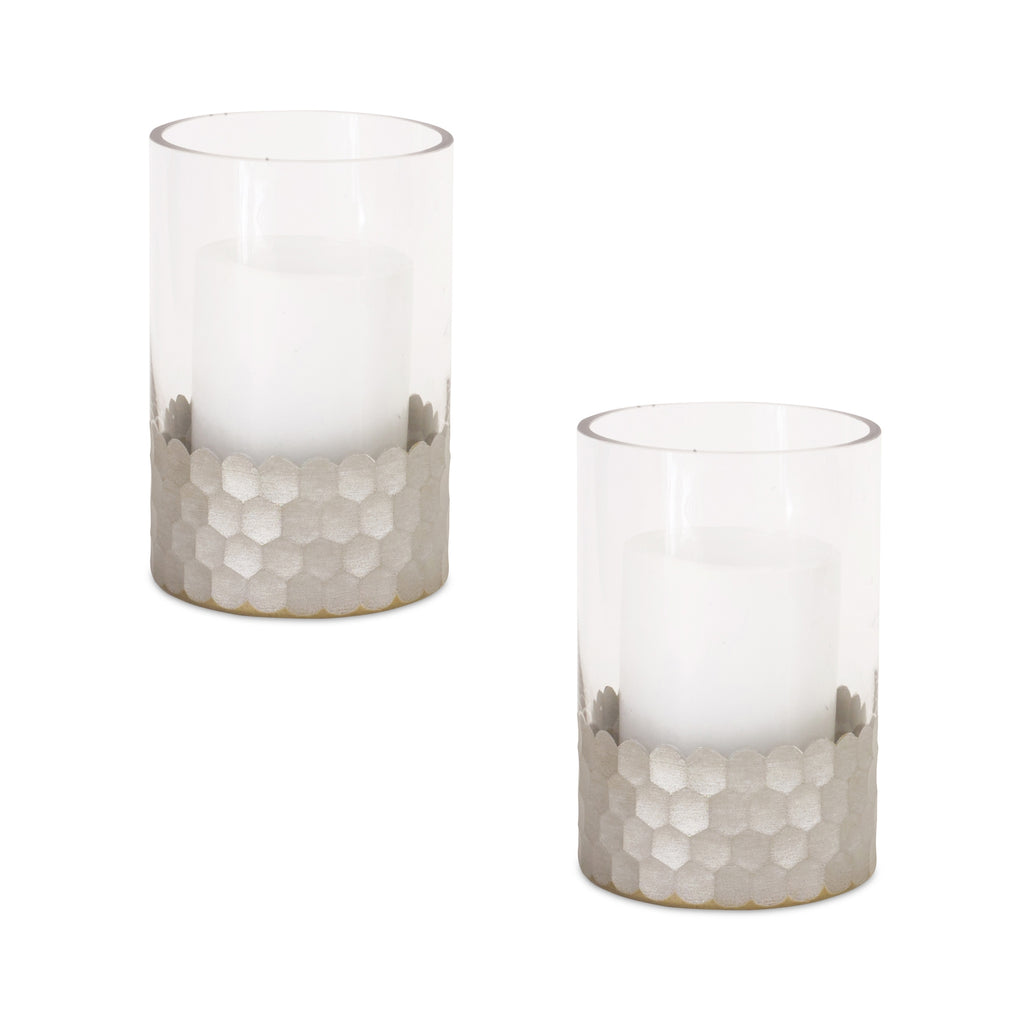 Set of 2, Honeycomb Glass Holder - Bombay Mercantile