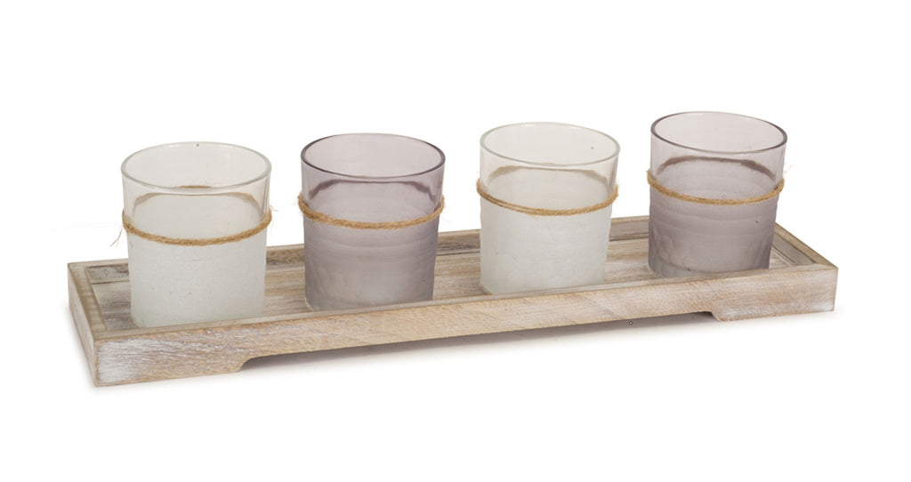 Set of 2, Candle Garden With Tray - Bombay Mercantile