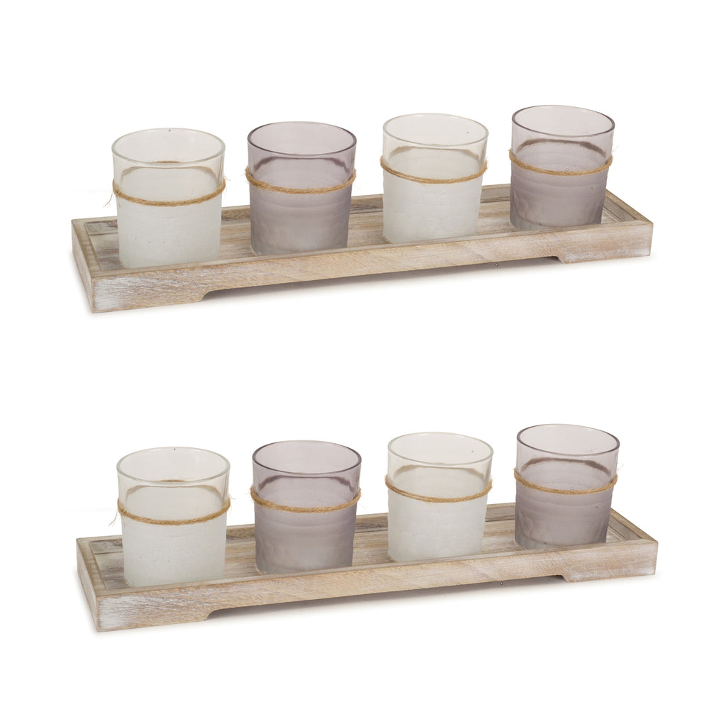 Set of 2, Candle Garden With Tray - Bombay Mercantile