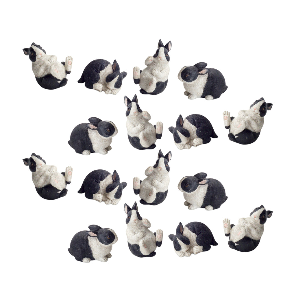 Set of 16 Black and White Rabbit - Bombay Mercantile