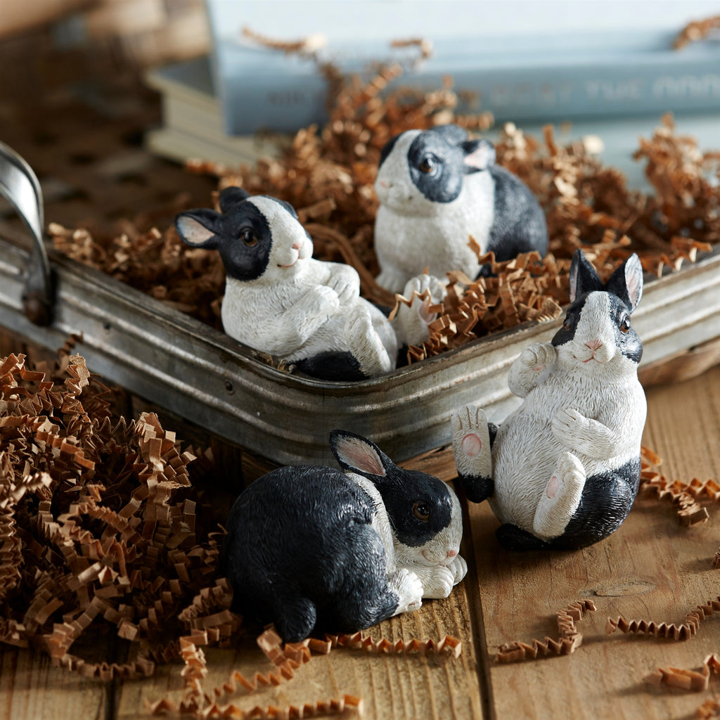 Set of 16 Black and White Rabbit - Bombay Mercantile