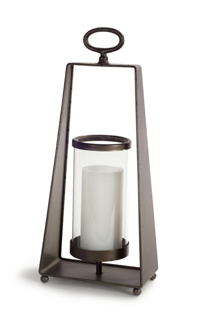 Set of 2, 18" Grey Metal glass candle holder - Bombay Mercantile