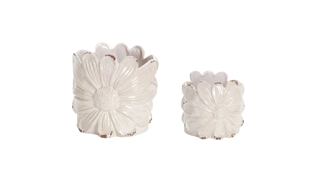 Floral Porcelain Set of 4 Pots - Bombay Mercantile