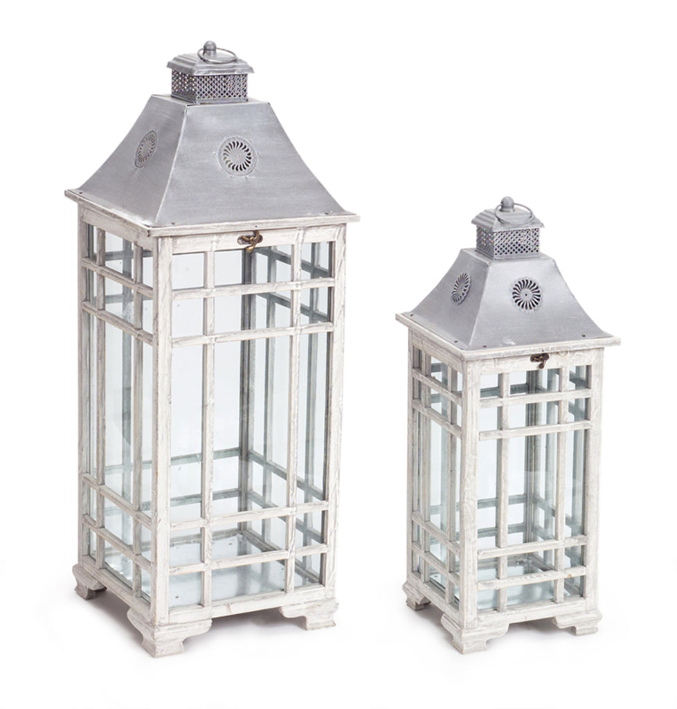 White Silver, set of 2 Lantern - Bombay Mercantile