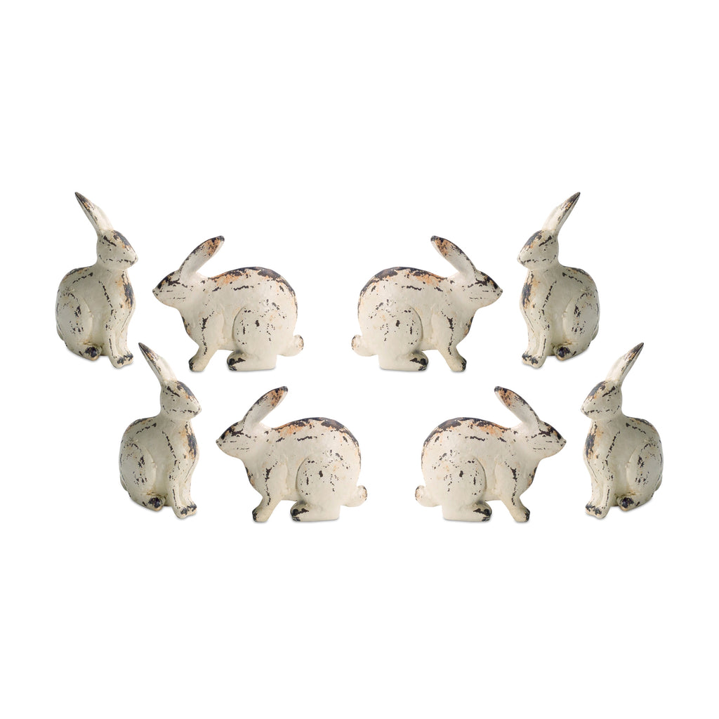 Distressed, Set of 8 Cream Color Resin - Bombay Mercantile