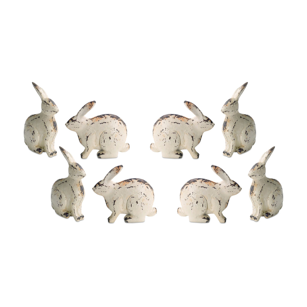 Distressed, Set of 8 Cream Color Resin - Bombay Mercantile