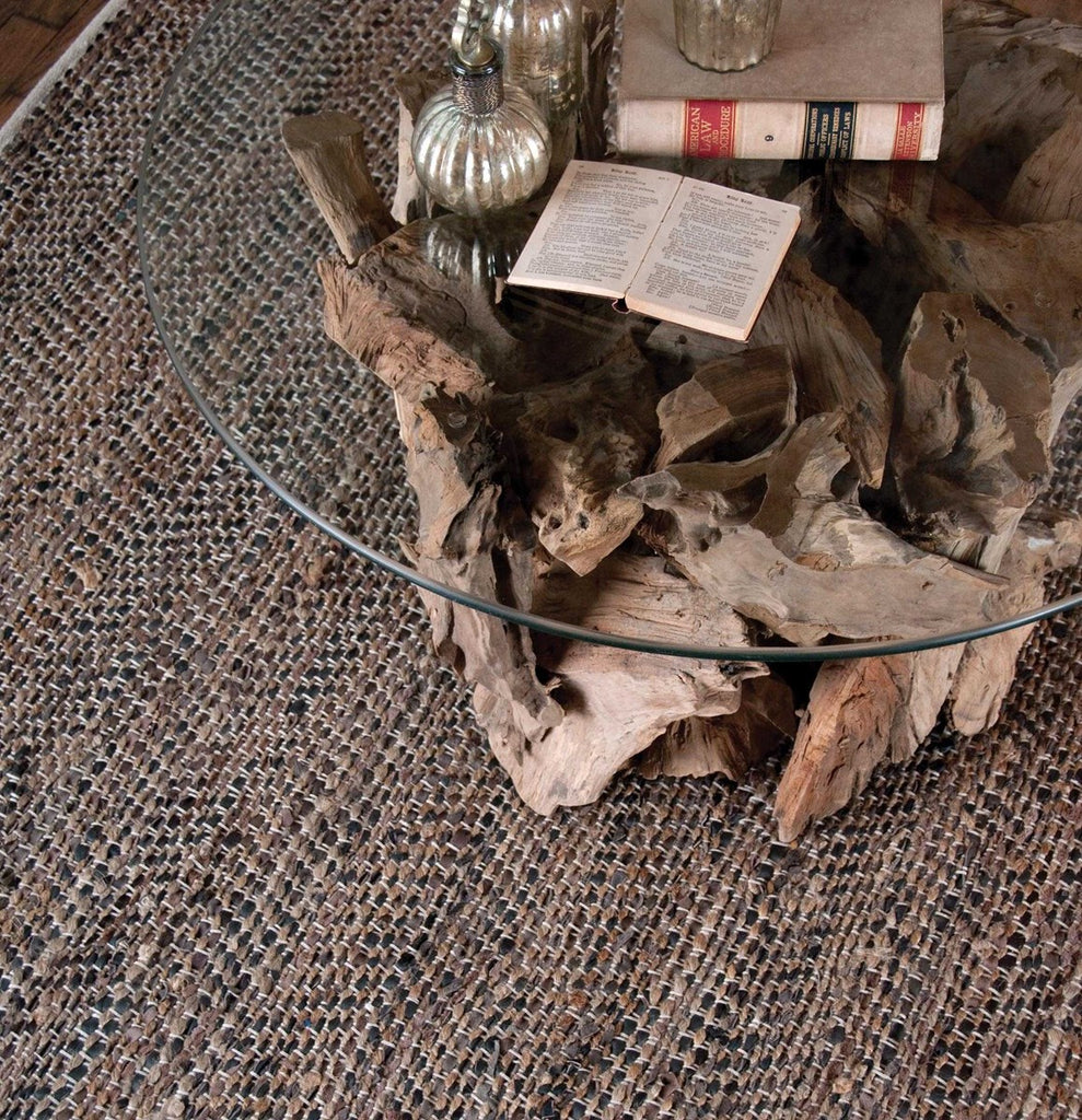 Tobais 8 X 10 Rescued Leather & Hemp Rug - Bombay Mercantile